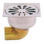 Siphon de sol grille inox sortie horizontale 100 x 100 mm d90 mm valentin 00 460100 000 00