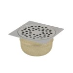 Siphon de sol inox 150x150 sortie verticale sv50 gebo 21. 414