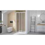 Supra 3v 2 volets coulissants 80 cm profil� blanc verre transparent kinedo pa1550btn blanc