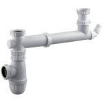 Tubulure pour vier 2 cuves entraxe 160  360mm avec prise mal et siphon valentin 00 778100 001 00