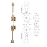 Verrou 4 points zenith 1553 haut et bas � double entr�e haut et bas cylindre de 45 mm droit iseo 15530451. ...