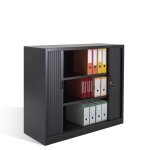 Axess industries armoire basse  rideaux coulissants - hauteur 1350 mm coloris noir