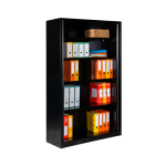 Axess industries armoire haute � rideaux coulissants - hauteur 1950 mm coloris noir