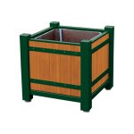 Axess industries bac  fleurs acier et bois dim. lxlxh 900 x 900 x 800 mm