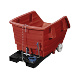 Axess industries benne basculante sur roues en polythylne volume 300 l coloris rouge