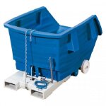 Axess industries benne basculante sur roues en polythylne volume 300 l coloris gris