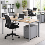 Axess industries bureau droit pi�tement m�tallique coloris plateau ch�ne clair coloris. . .