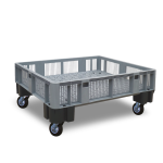 Axess industries caisse palette plastique ajoure lgre 1200 x 1000 pitement 4 roues piv.