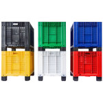 Axess industries caisse palette plastique l�g�re ajour�e 800 x 600 pieds coloris gris