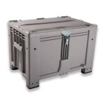 Axess industries caisse palette plastique verrouillable 1200 x 800 pieds semelles roues. . .