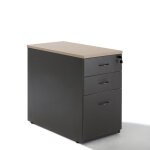 Axess industries caisson bois anthracite  hauteur bureau - 3 tiroirs finition top chne clair
