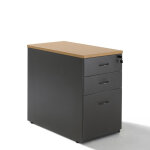 Axess industries caisson bois anthracite  hauteur bureau - 3 tiroirs finition top htre