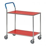 Axess industries chariot � 2 plateaux �conomique type de roues 4 piv. coloris h�tre & gris