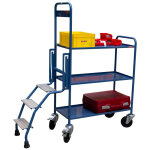 Axess industries chariot pr�parateur de commandes avec escabeau int�gr� nbre de plateaux 3