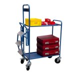 Axess industries chariot pr�parateur de commandes avec escabeau int�gr� nbre de plateaux 2