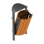 Axess industries corbeille en acier et bois basculante cendrier sans fixation scellement. . .