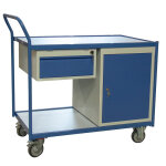 Axess industries desserte mobile plateau bois bloc coffre et 1 tiroir