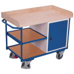 Axess industries desserte mobile avec rebords surlevs modle 1 coffre et 3 plateaux