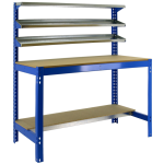 Axess industries etabli d'atelier � 4 niveaux long. 1210 mm charge 600 kg coloris bleu