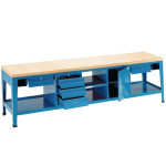 Axess industries etabli d'atelier grand plateau avec rangements dim. plateau lxp 3000 x 700. . .