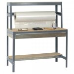 Axess industries etabli d'emballage avec support rouleau et tiroir coloris gris long. 1200 mm