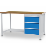 Axess industries etabli lourd  plateau bois et caisson 3 tiroirs haut. plateau 859 mm . . .