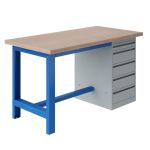 Axess industries etabli si plateau bois multiplis  caisson 5 tiroirs dim. plateau lxp 2000. . .