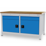 Axess industries etabli � structure soud�e plateau bois et double caisson portes avec tiroirs. . .