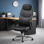 Axess industries fauteuil de direction synchrone basculant en imitation cuir noir