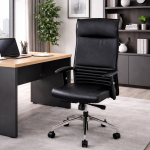 Axess industries fauteuil de irection pr�sident en cuir noir accoudoir 1d