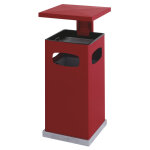 Axess industries poubelle - cendrier avec protection amovible volume 70 l coloris rouge