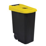 Axess industries poubelle de tri slectif mobile volume 85 l coloris jaune