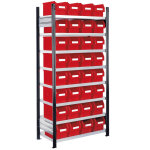 Axess industries rayonnage avec 32 bacs  bec de 11 litres module suivant coloris bleu. . .