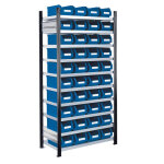 Axess industries rayonnage avec 40 bacs  bec de 8 litres module suivant coloris gris. . .