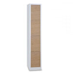 Axess industries vestiaire 4 cases 1 colonne portes en bois corps gris perle et porte h�tre