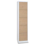 Axess industries vestiaire 5 cases superposes portes en bois - larg. 400 mm nbre de. . .