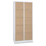 Axess industries vestiaire 5 cases superpos�es portes en bois - larg. 400 mm nbre de. . .