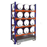 Bauer rayonnage de 9 � 12 f�ts de 60 l avec bac de r�tention acier module suivant. . .