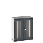 Bott armoire lourde cubio � portes vitr�es et panneaux � bacs coulissants haut. . . .