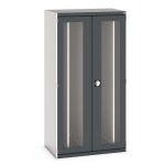 Bott armoire lourde cubio � portes vitr�es et panneaux perfor�s coulissants . . .