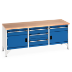 Bott etabli cubio soud� plateau bois avec coffres et tiroirs mod�le 2 portes + 5. . .