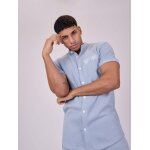 Project x paris chemise col mao style maille bleu clair s