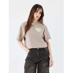 Project x paris crop top tee wicker heart couleur - taupe, taille - xs Project x paris crop top tee wicker heart couleur - taupe, taille - xs