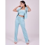 Project x paris gilet zipp manches courtes en velours bleu ocan m