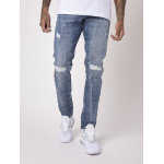 Project x paris jean slim bleu gris effet us et trous couleur - bleu, taille - 31