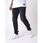 Project x paris jean slim effet d�lav� et us� avec trous noir noir 34