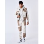 Project x paris pantalon style empicements bicolore lastique marron / ivoir m