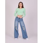 Project x paris pull crop effet maille logo couleur - jade, taille - l Project x paris pull crop effet maille logo couleur - jade, taille - l