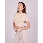 Project x paris t - shirt crop avec bords surfil�s ivoir l