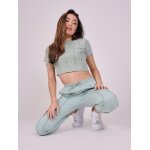Project x paris t - shirt crop avec bords surfils turquoise l